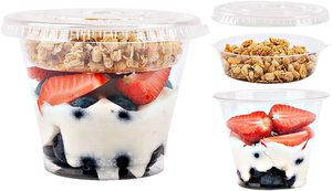 PET Disposable Plastic Cups Household Portion Cups with Insert for Dessert Yogurt <strong>Pudding</strong> <strong>Parfait</strong> for Beer Slush Drinks - Product Image 2
