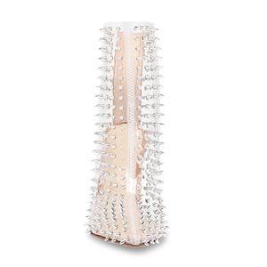 Stivaletti Trasparenti in PVC <span class=keywords><strong>con</strong></span> <span class=keywords><strong>Tacco</strong></span> Alto e Borchie, Taglia Grande - Product Image 4
