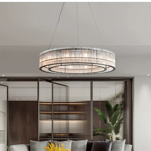 Suspension moderne en verre de <span class=keywords><strong>Murano</strong></span> pour salon, hôtel, <span class=keywords><strong>lustre</strong></span> rond en acier <span class=keywords><strong>noir</strong></span> avec tube de verre soufflé à la main - Product Image 6