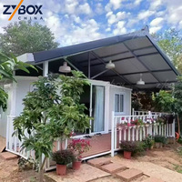 ZYBOX Eco Garden Villa, Casa Modular Prefabricada de Lujo de 20 pies, Casa Contenedor Plegable y Expandible con Gran Porche de Techo a Dos Aguas