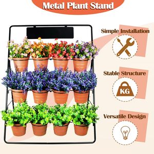 Étagère à plantes en métal à 3 niveaux, support pour plusieurs pots de fleurs, étagère en forme d'échelle, présentoir pour plantes avec 12 pots pour intérieur, extérieur et patio - Product Image 4