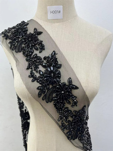 <strong>Crystal</strong> Flat Back Stretch Embroidered Patch with Sequin Floral Applique Rhinestone <strong>Beads</strong> for Corset Bodice Sew-On Fabric Trims - Product Image 3