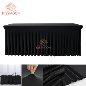 Wholesale 6FT <strong>Black</strong> Stretch Spandex <strong>Table</strong> Cover Standard Folding <strong>Tables</strong> Rectangular Fitted <strong>Table</strong> <strong>Clothes</strong> for Wedding Tablecloth - Product Image 3