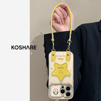 Coque de protection en TPU magnétique pour grandes fenêtres, avec motif étoile colorée suspendue et dessin animé mignon, pour iPhone 17, 16, 15