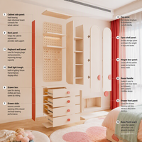 ARET Armoire colorée pour chambre d'enfant, panneau perforé, banc de fenêtre |   Commodes de rangement multicolores blanc crème, étagères ouvertes, personnalisables
