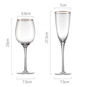 عرس فانشيونال مضلع اللون الذهب الفضة بحزام النبيذ الأحمر الأواني الزجاجية - Product Image 2