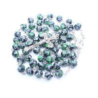 Chapelet de perles de prière en céramique, collier central Maria, perles de croix, pour chapelet catholique
