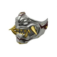 Masque de déguisement unisexe pour Halloween, guerrier, fantôme, masque de bouche avec dents, démon, Kabuki, samouraï, Oni, diable