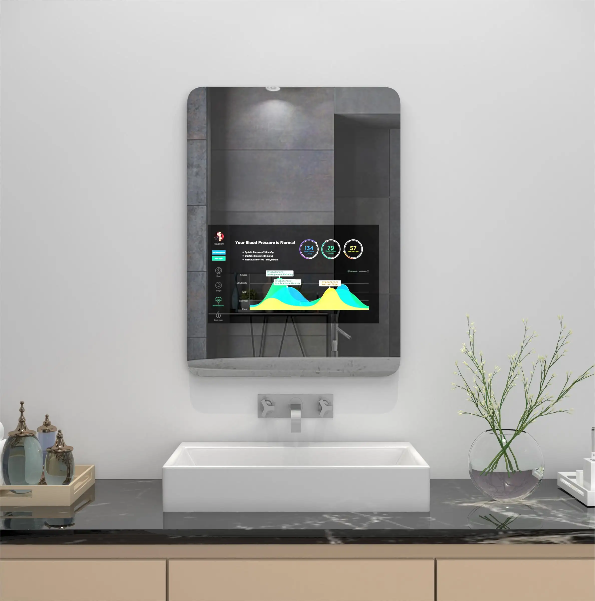 Fudakin jam Digital peredupan kualitas tinggi lampu Led dengan lampu latar yang dipatenkan kabinet cermin cerdas kamar mandi Sensor sentuh