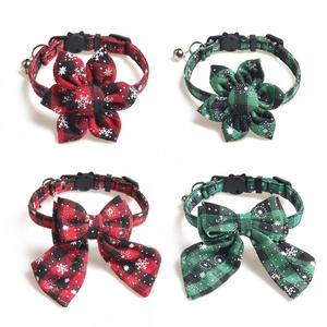 HIPHOPPET, venta al por mayor, <span class=keywords><strong>Collar</strong></span> navideño para mascotas, copo de nieve, pajarita, patrón Floral, collares de hebilla separables ajustables para perros y gatos - Product Image 2