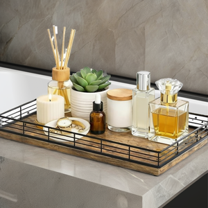 Wood <b>Storage</b> <b>Tray</b> Rectangle Minimalist Design Varnished Finish Multifunctional Table Organizer for Neatening and <b>Storage</b> - Product Image 2
