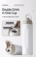 Gourde isotherme personnalisée de 500 ml en acier inoxydable sans BPA, à double paroi, anti-fuite, avec filtre, écologique, pour le sport et les voyages