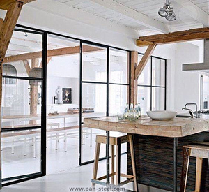 Puertas Batientes Residenciales de Acero con Rotura de Puente Térmico, Marco Delgado y Cierre Multipunto Silencioso con Vidrio Decorativo para Entradas de Casas Modernas - Product Image 3