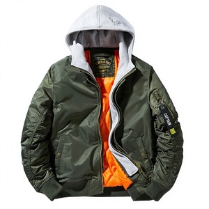 High Quality <b>Thin</b> Unisex Flight Bomber <b>Jacket</b> Casual Stand Collar Hood Zipper <b>Waterproof</b> Breathable Windproof Winter MA1 Style - Product Image 3