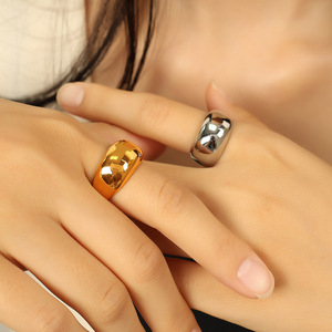 European American Style Minimalist Gold Plated <b>Titanium</b> Steel <b>Ring</b> Geometric U Shape Unisex Fashion Jewelry Gift Index Finger - Product Image 4