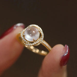 Anillo de oro macizo de 18 quilates para mujer T0141 con diamante natural de corte brillante redondo y centro de perla para compromiso - Product Image 2