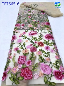 Tofine bordado encaje francés diseños de flores tela de encaje precio al por mayor materiales de encaje para mujeres - Product Image 6