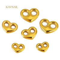 KAVNAR Breloques Cœur en Acier Inoxydable Plaqué Or 18K, Connecteur Double Trou, 3 Tailles pour la Fabrication de Bracelets et Colliers