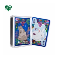 Jeu de cartes de poker en plastique avec revêtement unique, finition brillante, design lapin coloré transparent, 54 cartes, 58x88mm