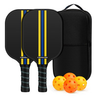 Hochwertiges Pickleball-Schläger-Set aus Fiberglas 2 Schläger 4 Bälle 1 Tragetasche Leichtgewichtig 230g für Senioren Freizeitspieler