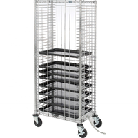 Chariot de plateau ESD à quatre roues en acier au carbone chromé de haute qualité, camions de stockage de plateau PCB à charge latérale antistatique