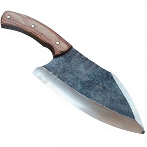 Cuchillo de carnicero de acero de Damasco hecho a mano, de grado industrial, con mango de madera, personalizable, OEM, funda de cuero única con cuchillos - Product Image 4