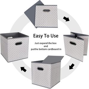 Fabric Cloth <strong>Storage</strong> Bins Fabric <strong>Cube</strong> Organizer with Dual Handles Foldable <strong>Cube</strong> <strong>Storage</strong> Baskets for Home Bedroom <strong>Storage</strong> <strong>Grey</strong> - Product Image 5