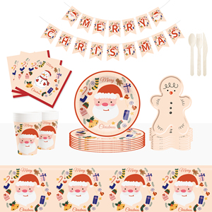 DAMAI Christmas Party Supplies Gingerbread Man Paper Plates Napkins Xmas Gnome Party Disposable Tableware Set Decorations - Product Image 1