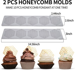 Moldes de silicona de nido de abeja, moldes huecos 3D de encaje de colmena para fondant, para hornear, arcilla polimérica, decoración de pasteles y azúcar. - Product Image 2