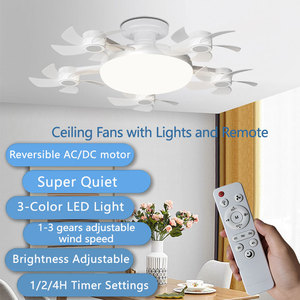 Ventilador de Techo Moderno <span class=keywords><strong>con</strong></span> Motor DC/AC, <span class=keywords><strong>Control</strong></span> <span class=keywords><strong>Remoto</strong></span>, Iluminación LED, 3 Velocidades, Bajo Ruido, Diseño Agi32 Compatible - Product Image 2
