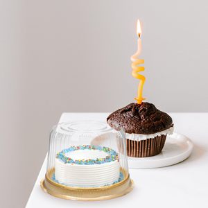 <strong>Round</strong> Plastic Cake Packaging Box Clear Plastic Cake Carrier Gold Black Cake <strong>Container</strong> <strong>with</strong> Clear Dome <strong>Lids</strong> for Home Party Bakery - Product Image 4