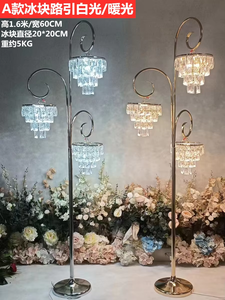 Supports de chemin de mariage en cristal à 3 têtes, piliers, guide de route, lumières LED pour la décoration de mariage, de fête et d'événements - Product Image 6