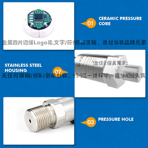 ราคาเซ็นเซอร์วัดความดันเครื่องปรับอากาศแบบเซรามิก GPT230 4~20mA แบบ Piezoresistive - Product Image 4