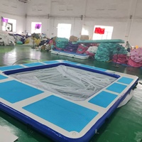 Nouvelle conception de piscine flottante gonflable portable pour la mer avec filet / Plateforme de quai gonflable pour yacht avec toboggan