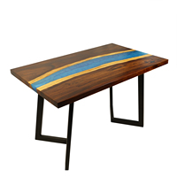 Table en dalle de rivière Table de bureau moderne en résine époxy sur mesure en bois de noyer massif