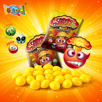 Dulces de moda al por mayor para YouTube: Caramelos crujientes y masticables de colores naturales con sabor picante y ácido, desafío de sabor, caramelos masticables tipo Skittles amarillos.