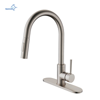 Robinet de cuisine moderne à poignée unique avec bec flexible et rallonge de robinet, certifié CUPC, à un trou, avec valve en céramique et filtre