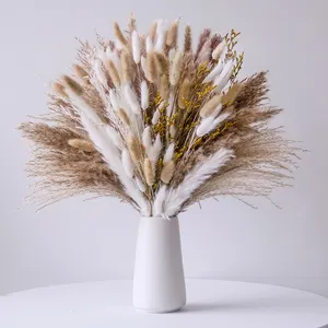 High Quality Rabbit Bunny Tails Grass Reed Flower Arrangement Lovegrass Natural Dried Pampas Grass Bouquet Boho Home Decorations