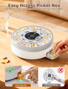 Dispensador de Pastillas Inteligente para Personas Mayores, Organizador de Medicamentos Automático de 31 Compartimentos con Alarmas Bluetooth, Bloqueo Mecánico Dual con Huella Dactilar - Product Image 3