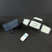 Lampe murale solaire IP44 à 4 têtes avec détecteur de mouvement, télécommande, lampe de sécurité LED extérieure pour jardin