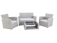 Petit ensemble de salon de jardin 4 places en rotin tressé pour balcon, avec canapé et table basse