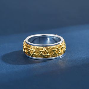 Anillo Giratorio Hexagrama Antiguo para Hombre, Anillo de Dedo Índice, Alivia el Estrés, Anillos Religiosos que Atraen la Riqueza - Product Image 4