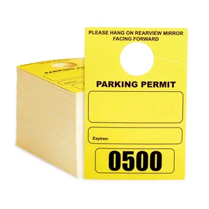 定制Pvc吊牌空白纸汽车停车许可证吊牌贴纸印刷临时停车通行证卡门衣架传单
