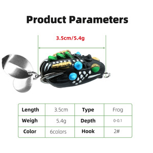 Phong Cách Thái Lan Sấm Ếch 3.5Cm/5.4G Đôi Sequin Phẳng Gia Cố Móc Lure Bait In Sống Mồi Đen Bass Giả Xuất Khẩu - Product Image 3