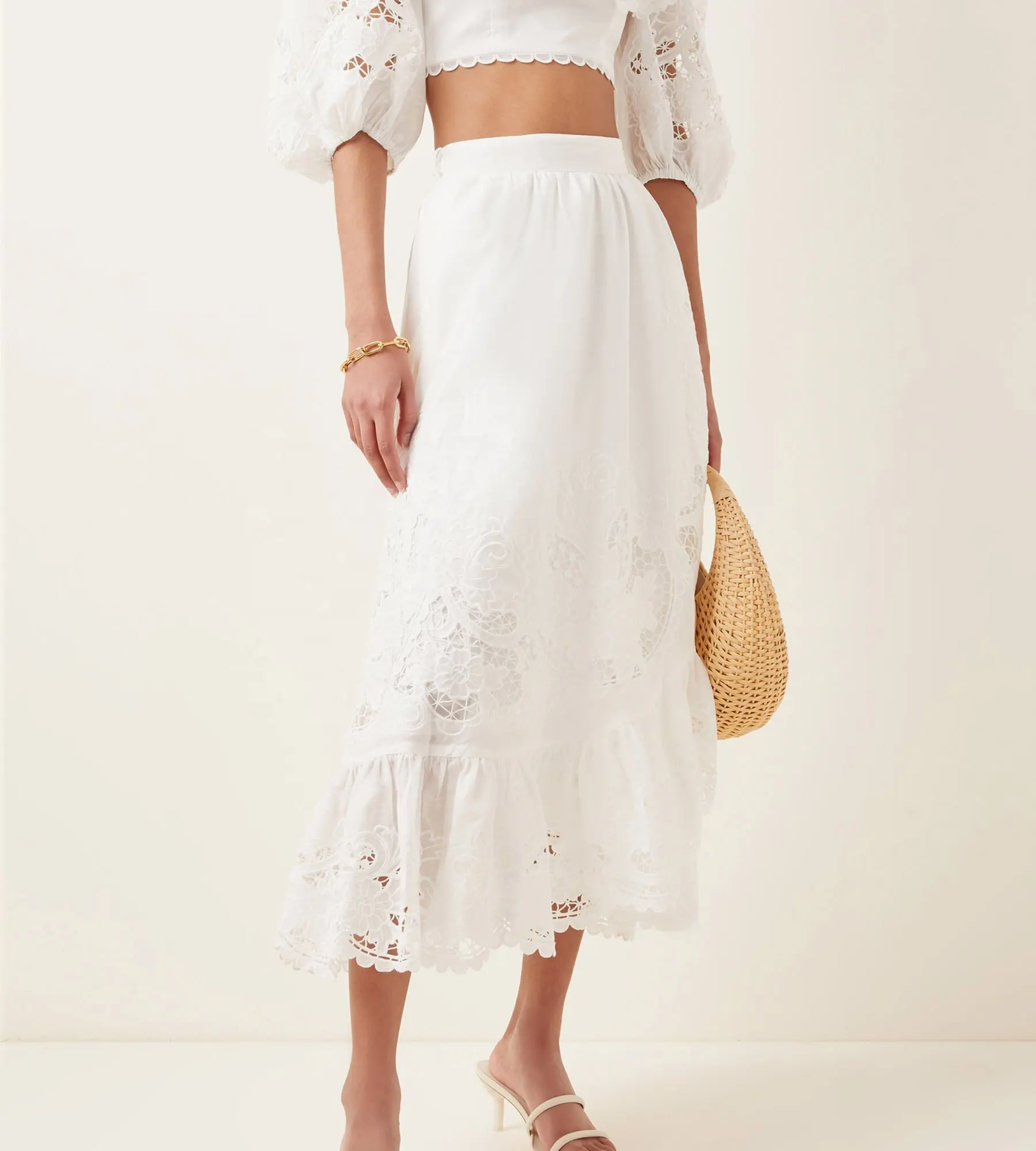 Neueste Stil koreanische Kleider neue Mode Dame weiße Spitze getrimmt Baumwolle Wrap fantastischen langen Rock