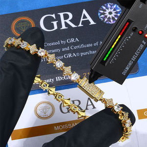 Pulsera de Moissanita Chapada en Oro de 18K con Incrustaciones de Diamantes Simulados VVS de Alta Calidad, Modelo RINNTIN XP108 - Product Image 1