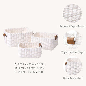 Panier de rangement tissé blanc organisateur maison décorative papier corde panier de rangement conteneurs bacs - Product Image 2