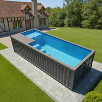 Piscine en conteneur maritime prête à l'emploi pour les régions côtières, structure de conteneur pré-soudée, fenêtre découpée sur mesure pour les stations balnéaires