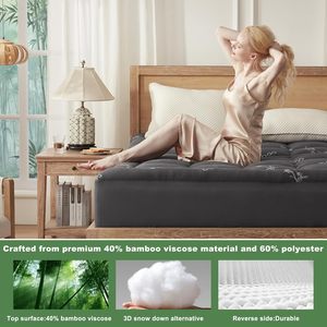 <span class=keywords><strong>Surmatelas</strong></span> matelassé en <span class=keywords><strong>bambou</strong></span> gris foncé, épais et doux, certifié OEKO-TEX, anti-bactérien, avec logo personnalisé, pour lit Queen - Product Image 3