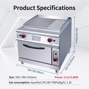 Grill à gaz autonome avec four à gaz, 1/3 surface rainurée et 2/3 surface plate, équipement de cuisine <span class=keywords><strong>professionnel</strong></span> - Product Image 5